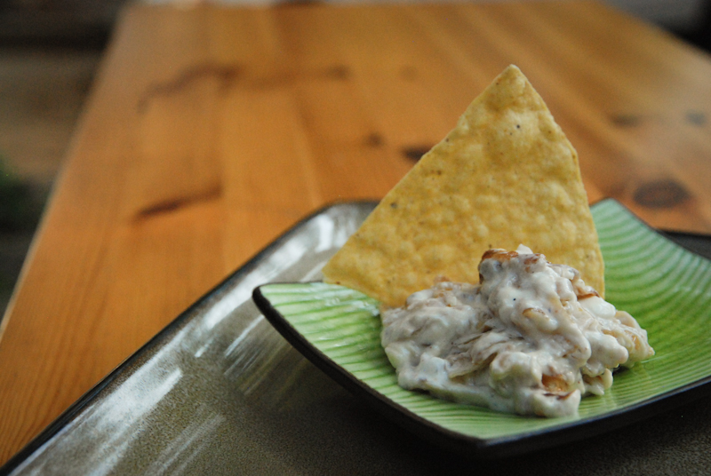 pan friend onion dip, appetizers, party food, chips and dip